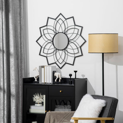 31" x 31" Modern Flower Wall Mirror, Decorative Mirror for Living Room, Bedroom, Entryway, Home Decor, Black Wall Mirrors   at Gallery Canada