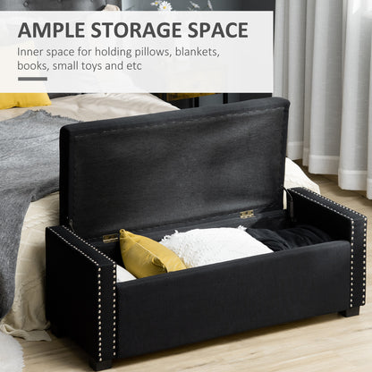Upholstered Flip Top Storage Bench Fabric Ottoman for Bedroom, Living room, Dark Grey - Gallery Canada