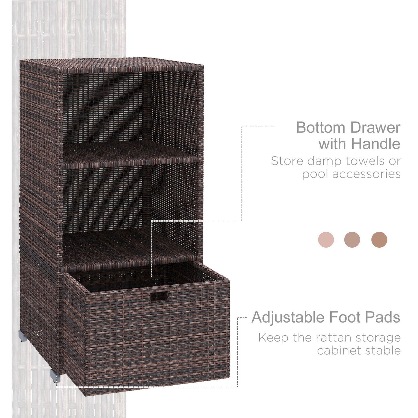 Rattan Wicker Outdoor Storage Cabinet with Shelf and Drawer, Mixed Brown Patio Storage Boxes   at Gallery Canada