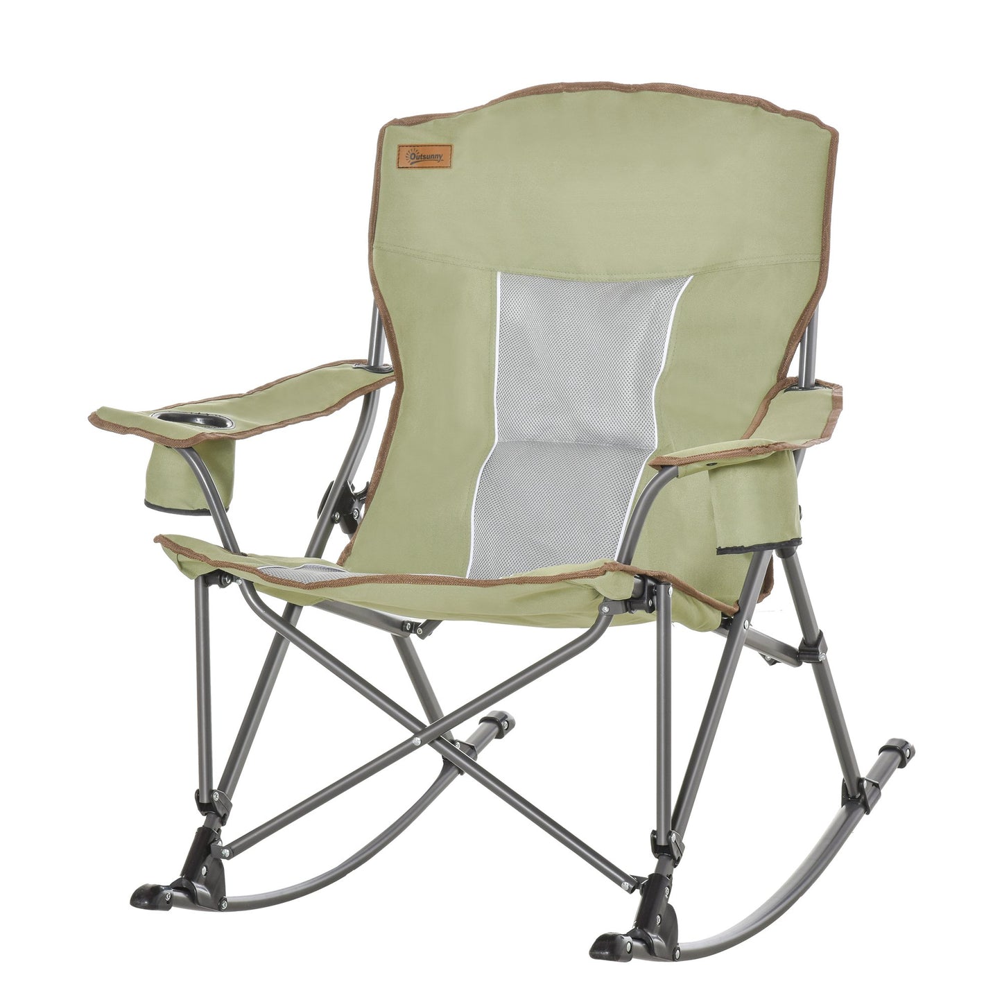 Camping Folding Chair Portable Rocking Chair w/ Armrest &; Cup Holder Compact and Sturdy in a Bag for Outdoor, Beach, Picnic, Hiking, Travel, Green Picnic Tables & Camping Chairs   at Gallery Canada