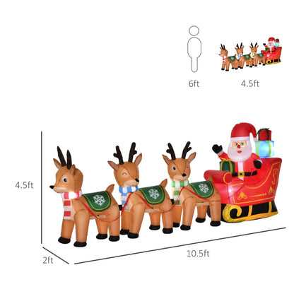 4.5ft Christmas Decoration with Santa Claus on Sleigh and 3 Deer Inflatable Santa Decor Built-in LED Lights Blow UP Decoration for Holiday Yard Christmas Inflatables   at Gallery Canada