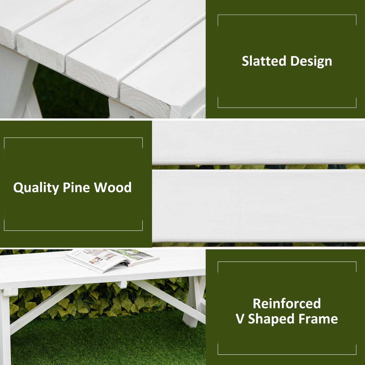 Wooden Garden Bench for Outdoor, 2-person Patio Bench, Loveseat Furniture for Lawn, Deck, Yard, Porch and Entryway, White Outdoor Benches   at Gallery Canada