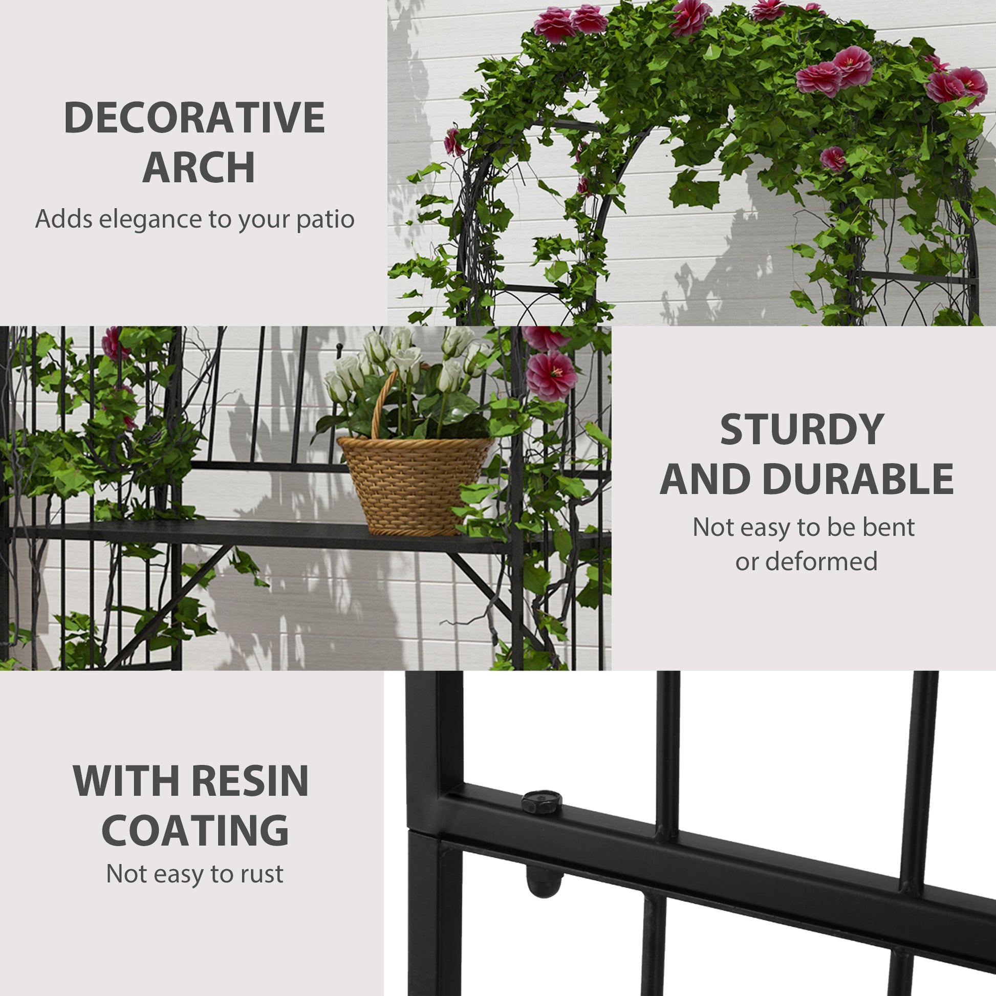 43" Garden Arbor Bench Trellis for Vines Climbing Plant Outdoor Decor Arch- Black - Gallery Canada