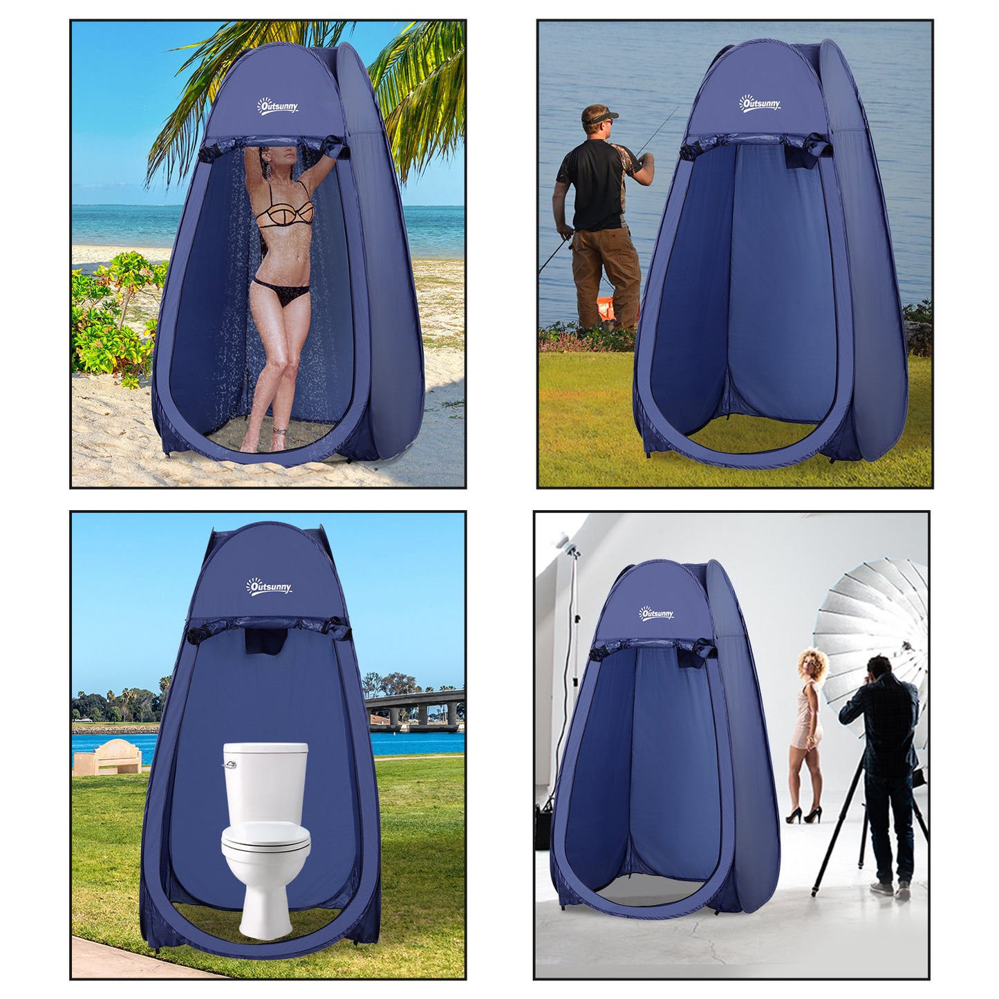 Portable Pop-Up Camping Shower Tent, Privacy Shelter for Outdoor/Indoor Use, Navy Blue Camping Tents   at Gallery Canada