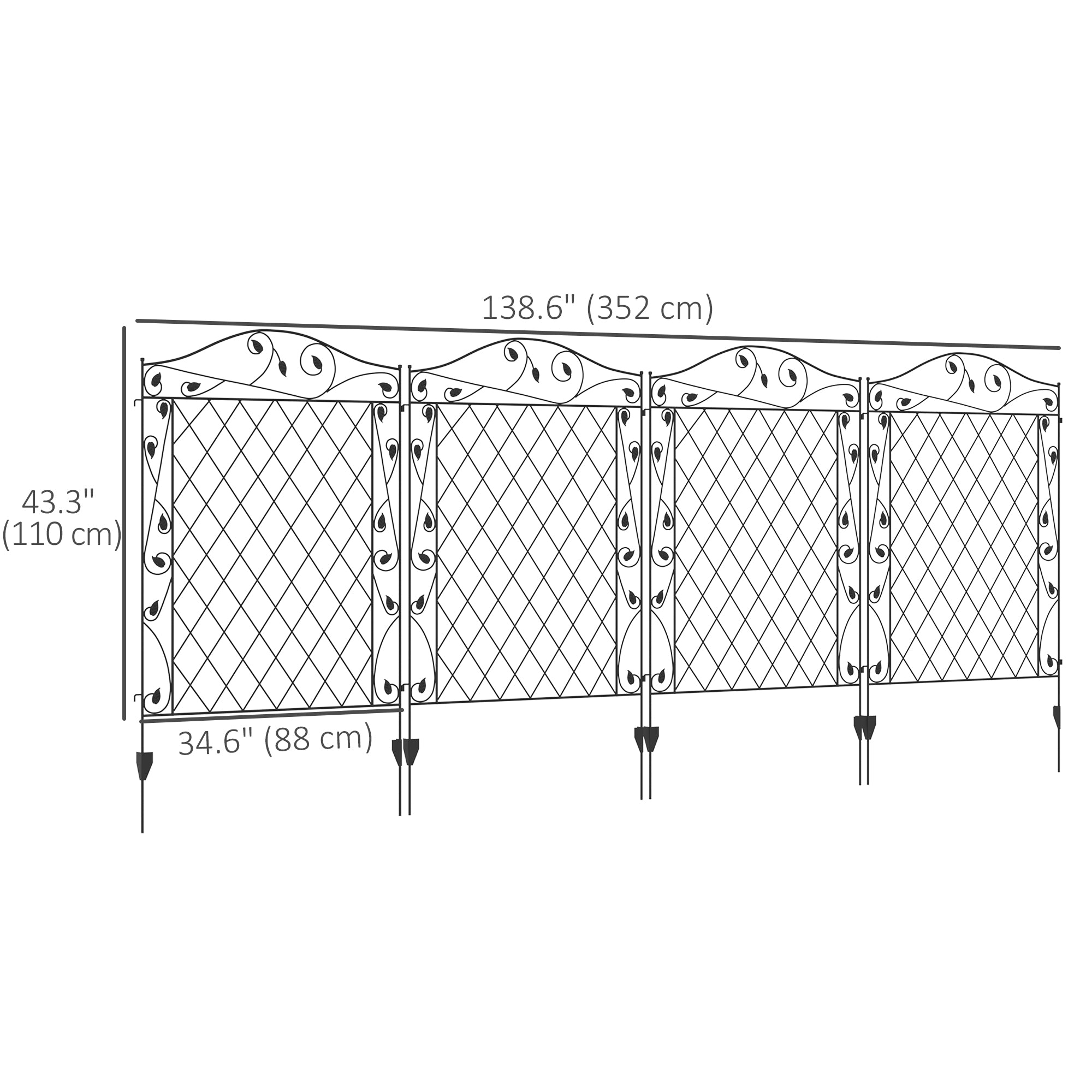 Outdoor Metal Garden Fence Panels, Animal Barrier &; Border Edging for Yard, Patio, 4 Pack, Wavey Vines Garden Fences   at Gallery Canada