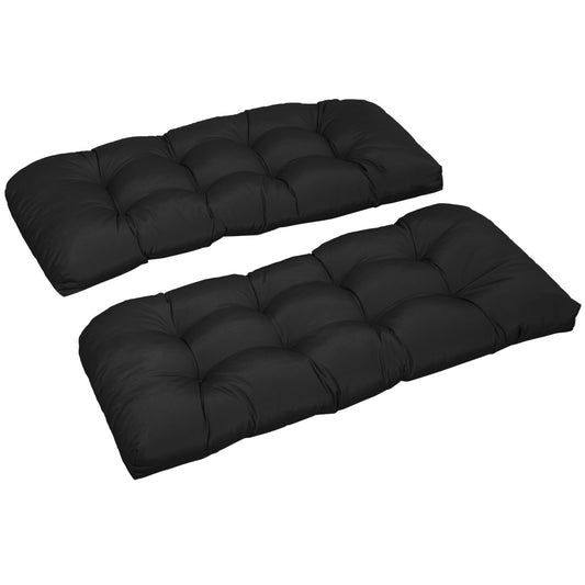 Set of 2 Patio Bench Replacement Cushions, 2 Seater Outdoor Loveseat Cushion Seat Pad, 43" x 19" x 3", Black Patio Chair Cushions Black  at Gallery Canada