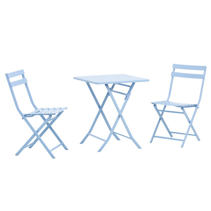 3 Pieces Garden Bistro Coffee Set Foldable Patio Chair &; Square Table for Outdoor Yard Porch Poolside Balcony Blue Bistro Sets   at Gallery Canada