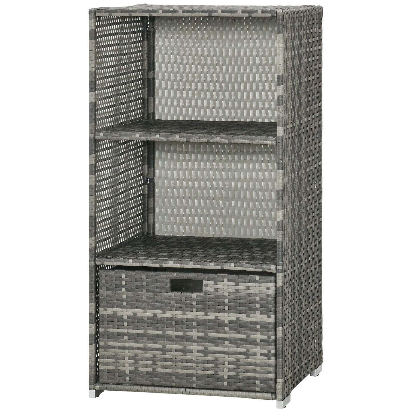 Rattan Wicker Outdoor Storage Cabinet with Shelf and Drawer, Mixed Grey Patio Storage Boxes Multi Colour  at Gallery Canada