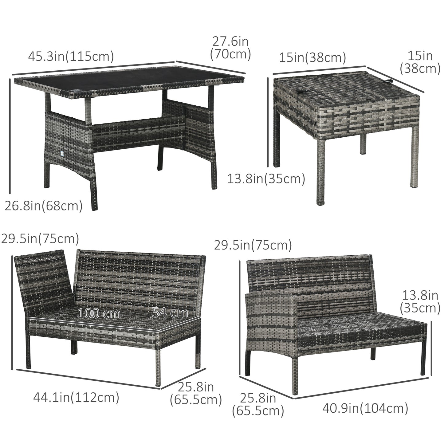 6-Piece All-Weather PE Rattan Outdoor Dining Set with Cushions, Khaki Outdoor Dining Sets   at Gallery Canada