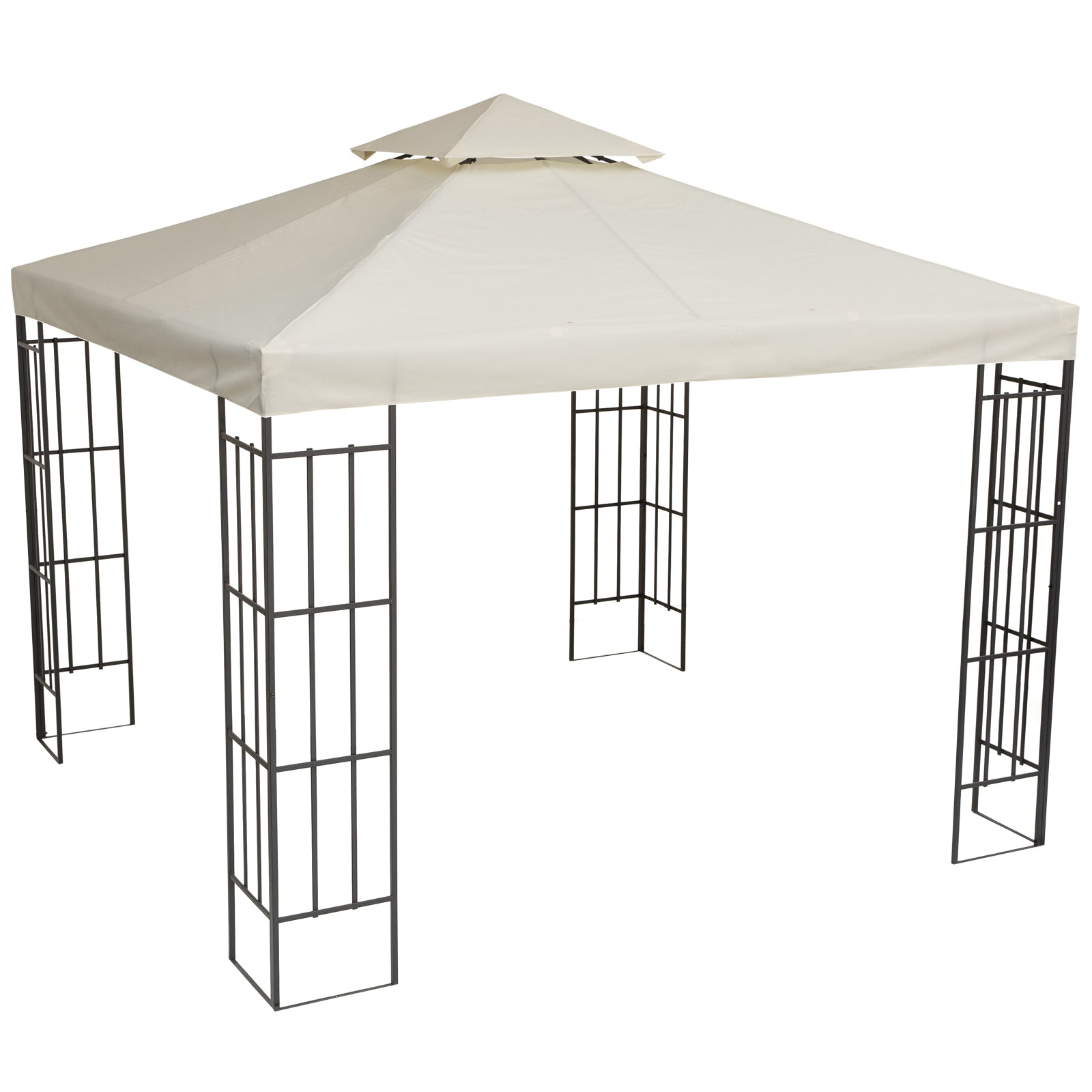 9.8' x 9.8' Square 2-Tier Gazebo Canopy Replacement Top Cover Outdoor Garden Sun Shade, Cream White Gazebo Canopy Replacement   at Gallery Canada