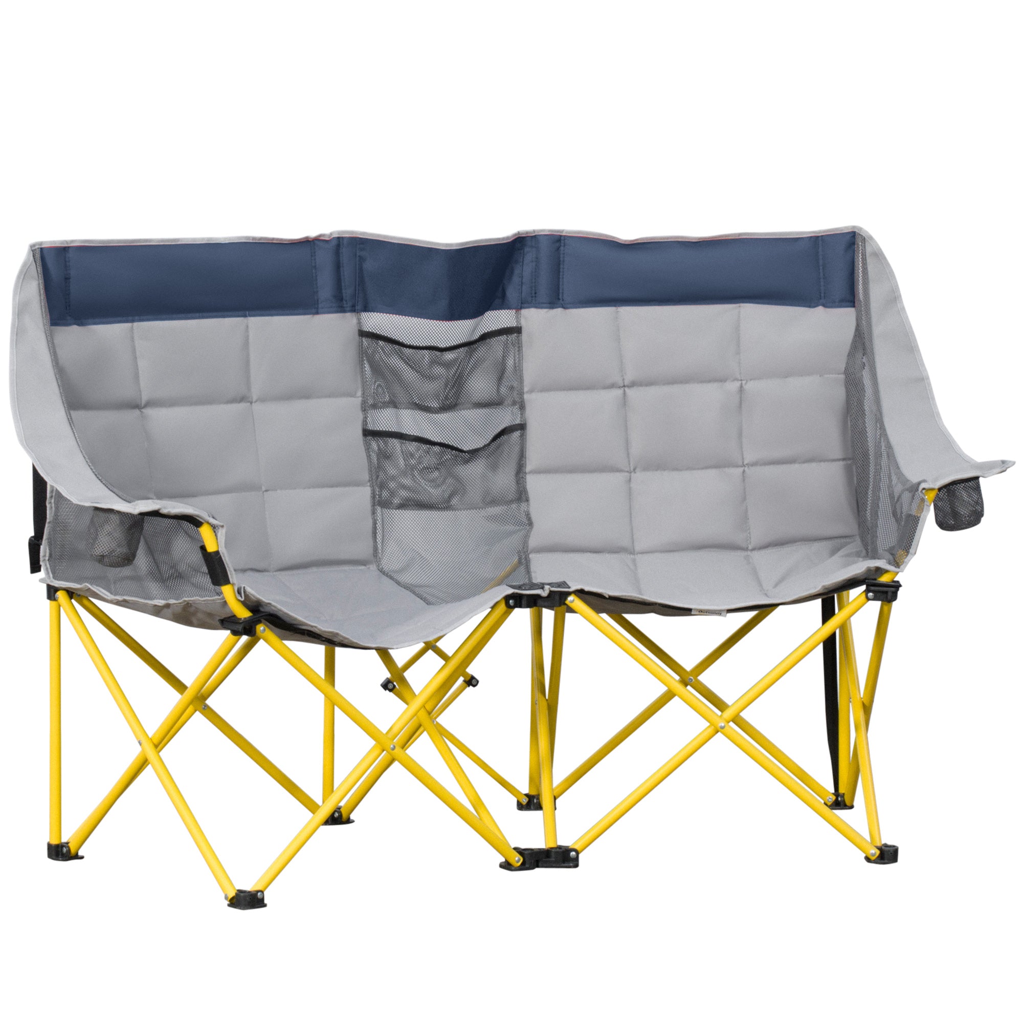 Compact Double Seat Folding Camping Chair with Storage & Cup Holder, Navy Blue Picnic Tables & Camping Chairs Multi Colour  at Gallery Canada