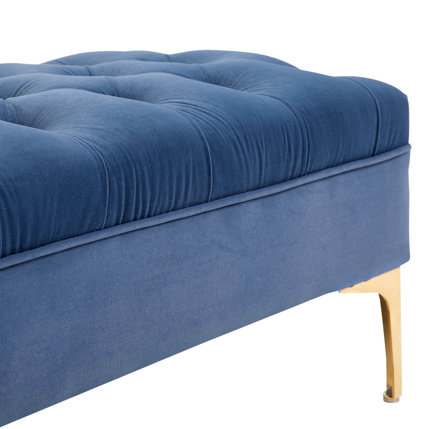 Velvet Upholstered Bench, End of Bed Bench, Entryway Shoe Bench with Button Tufted for Living Room, Bedroom, Blue Storage Ottomans & Benches   at Gallery Canada