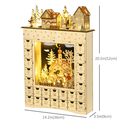 Christmas Advent Calendar, Wooden Countdown to Christmas Table Decoration with 24 Drawers, Lights, Battery Operated Christmas Advent Calendars   at Gallery Canada