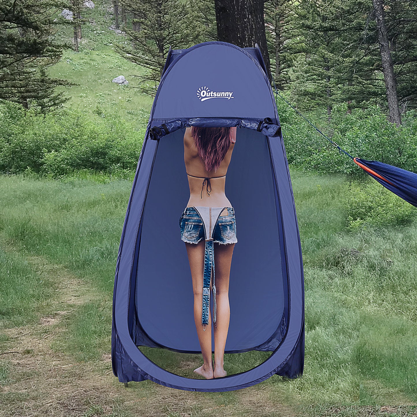 Portable Pop-Up Camping Shower Tent, Privacy Shelter for Outdoor/Indoor Use, Navy Blue Camping Tents   at Gallery Canada