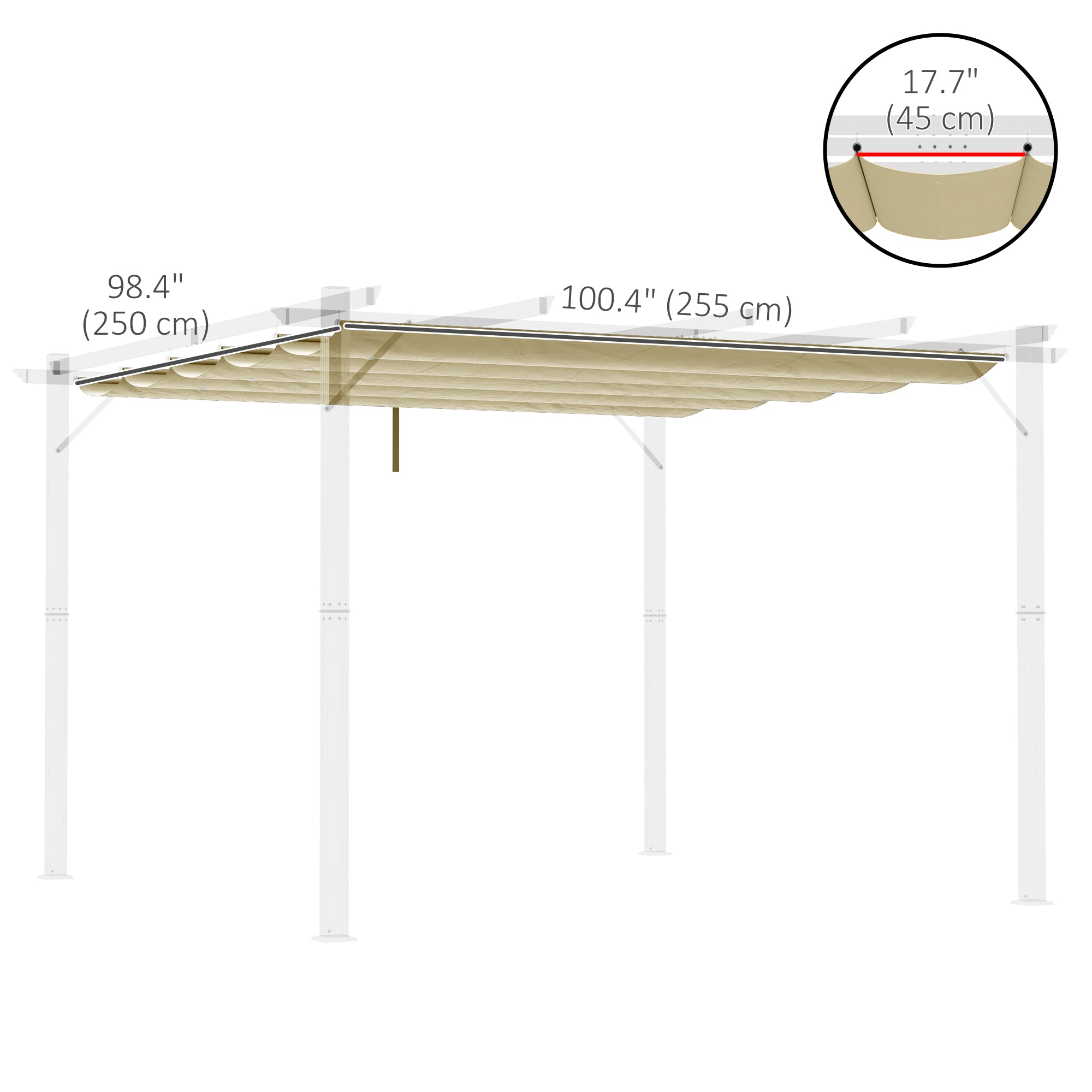 Retractable Replacement Pergola Canopy for 9.8' x 9.8' Pergola, Pergola Cover Replacement, Beige Gazebo Canopy Replacement   at Gallery Canada