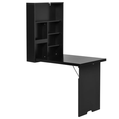 Wall Mounted Table Fold Out Convertible Desk Multi-Functional Standing Desk with Writing Floating Board for Students, Black Writing Desks Black  at Gallery Canada