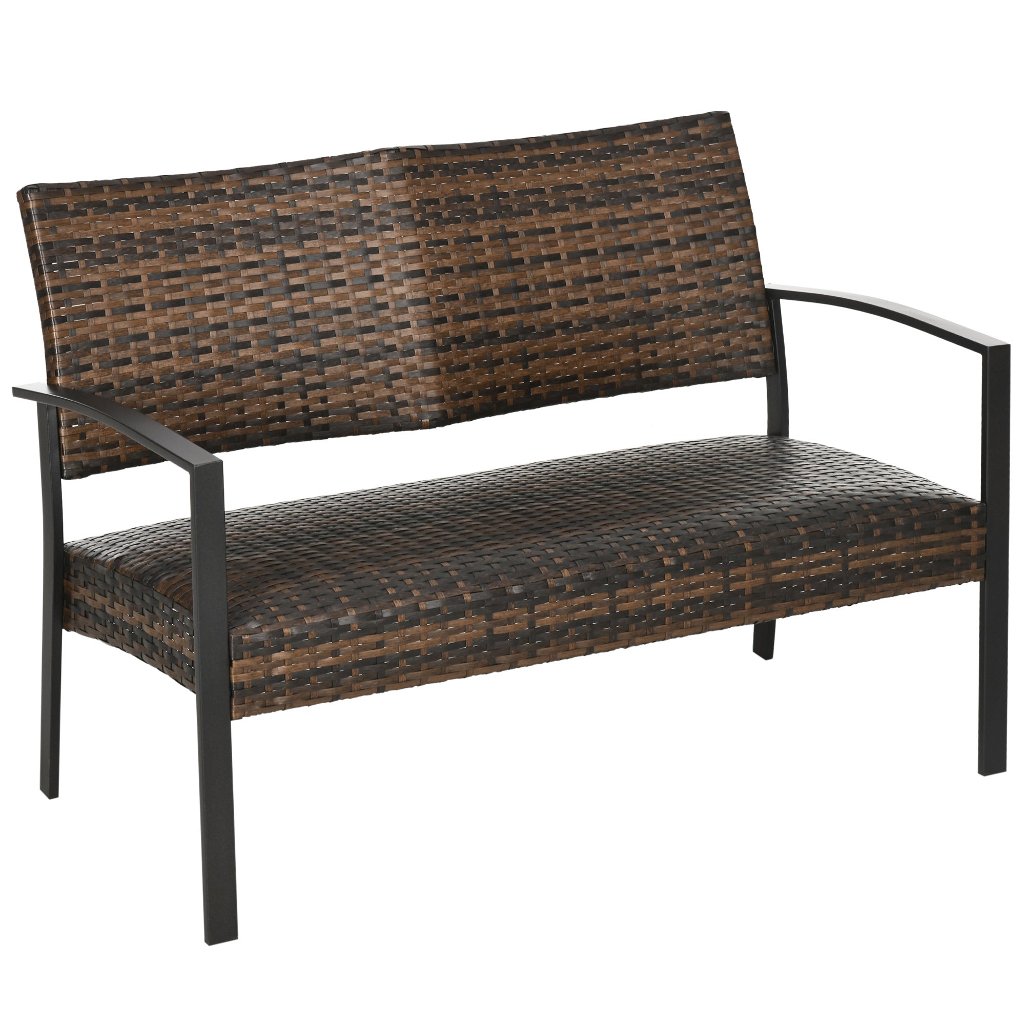 2-Person Wicker Loveseat, Outdoor Rattan Sofa with Quick Dry Foam, Brown Patio Furniture Sets Brown  at Gallery Canada