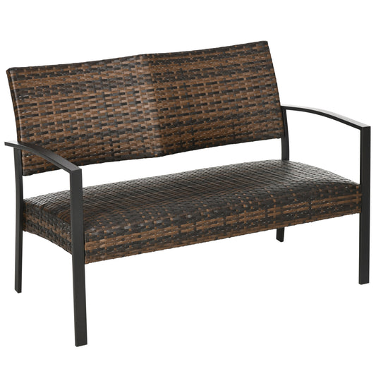 2-Person Wicker Loveseat, Outdoor Rattan Sofa with Quick Dry Foam, Brown Patio Furniture Sets Brown  at Gallery Canada