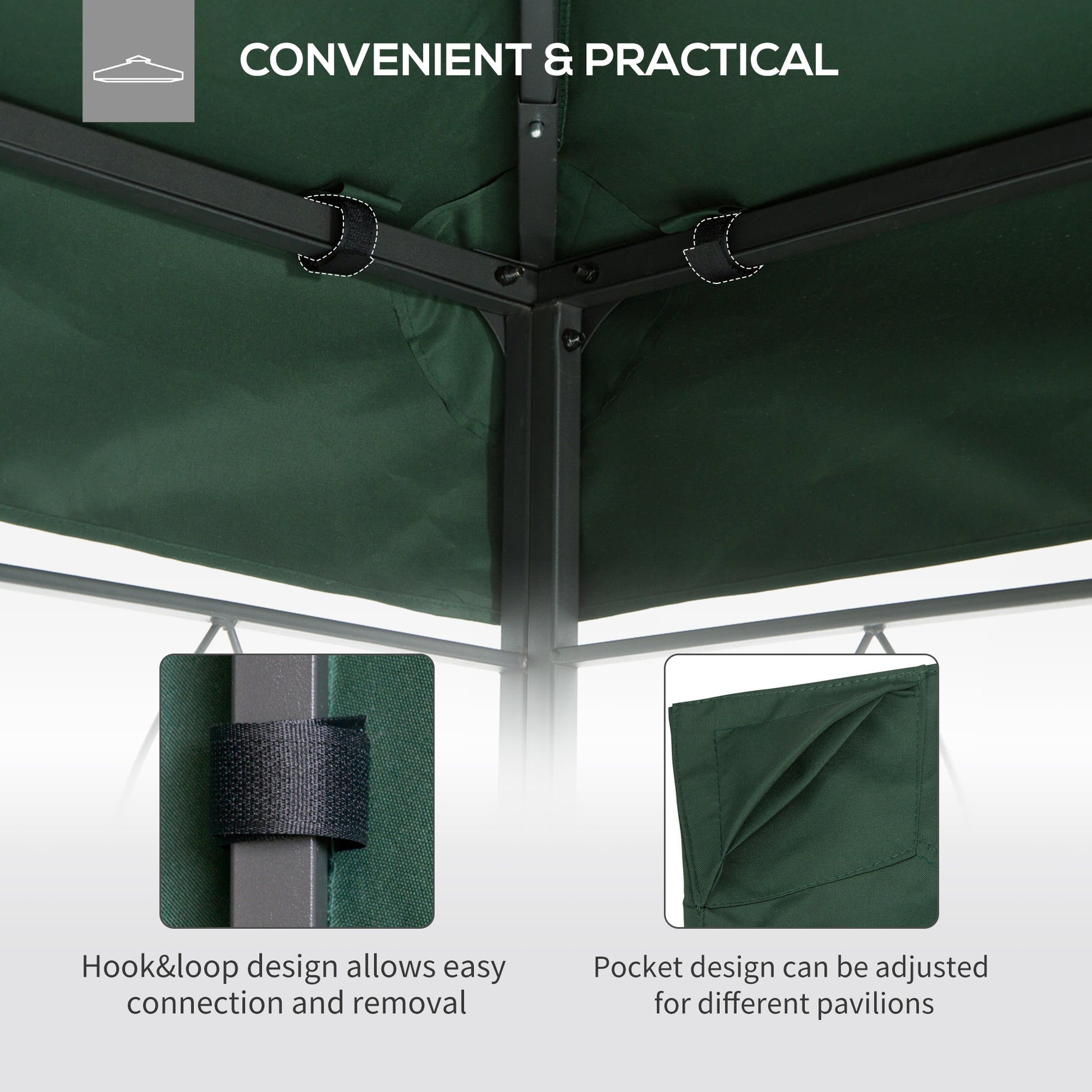 9.8' x 9.7' Square Gazebo Canopy Replacement UV Protected Top Cover Sun Shade Green Gazebo Canopy Replacement   at Gallery Canada