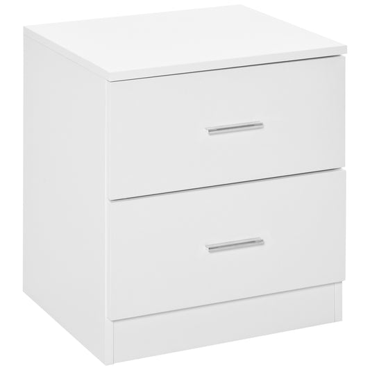 Bedside Table with 2 Drawers, Modern Nightstand, Cabinet Drawer Side Storage Unit for Bedroom, White Bedside Tables White  at Gallery Canada