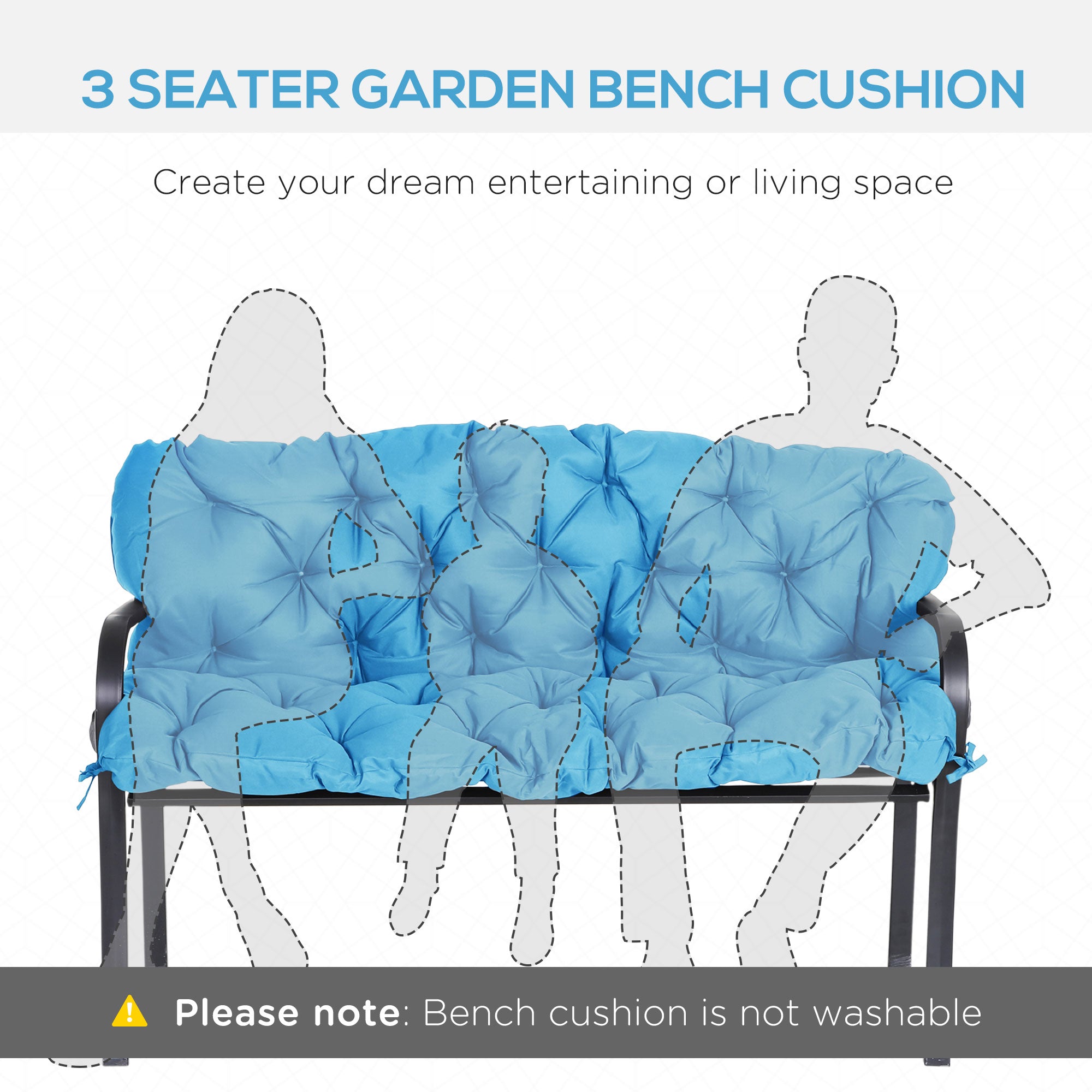 3-Seater Outdoor Bench Swing Chair Replacement Cushions with Backrest for Patio Garden, Turquoise Patio Chair Cushions   at Gallery Canada