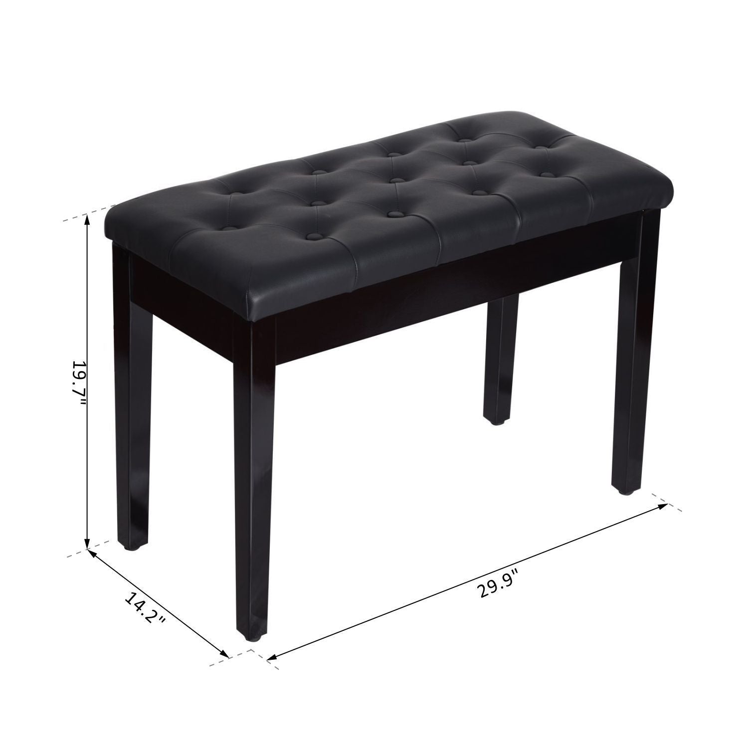 30" Padded Storage Piano Bench Artist Keyboard Seat Faux Leather (Black) Piano Benches   at Gallery Canada