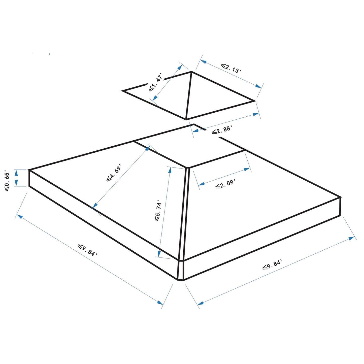 9.8'x9.8' Canopy Replacement 2-Tier Gazebo Canopy Top Cover, Green Gazebo Canopy Replacement   at Gallery Canada