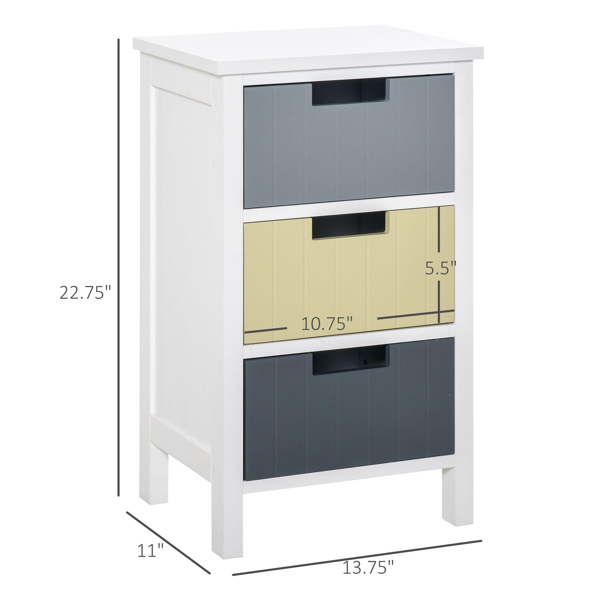 Bedside Table with 3 Drawers, Tall Nightstand for Bedroom, Modern Side Table with Storage, Multi-Colour Storage Cabinets Multi Colour  at Gallery Canada