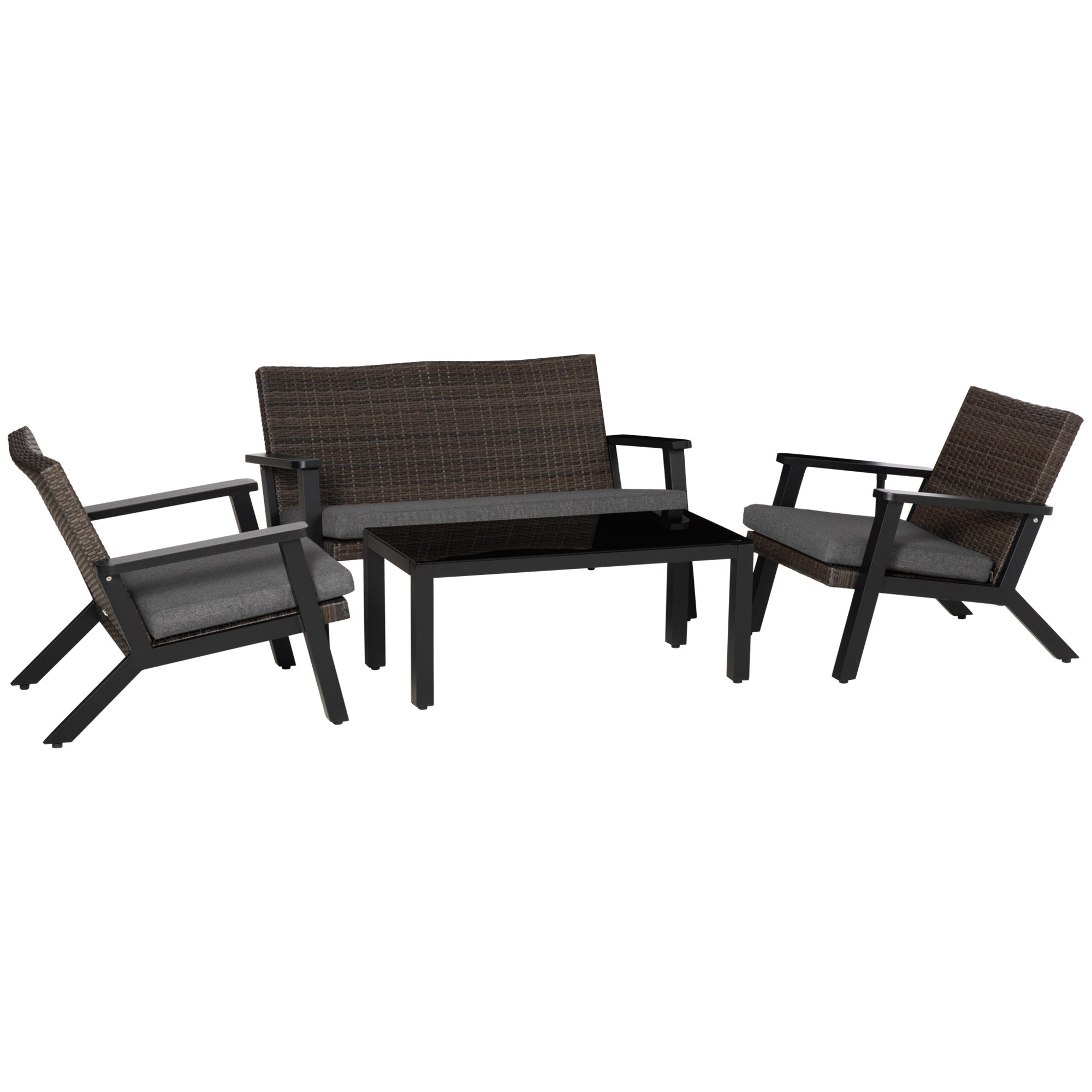 All-Aluminum 4-Piece Patio Furniture Set with Cushions and Coffee Table, Black Patio Furniture Sets Multi Colour  at Gallery Canada