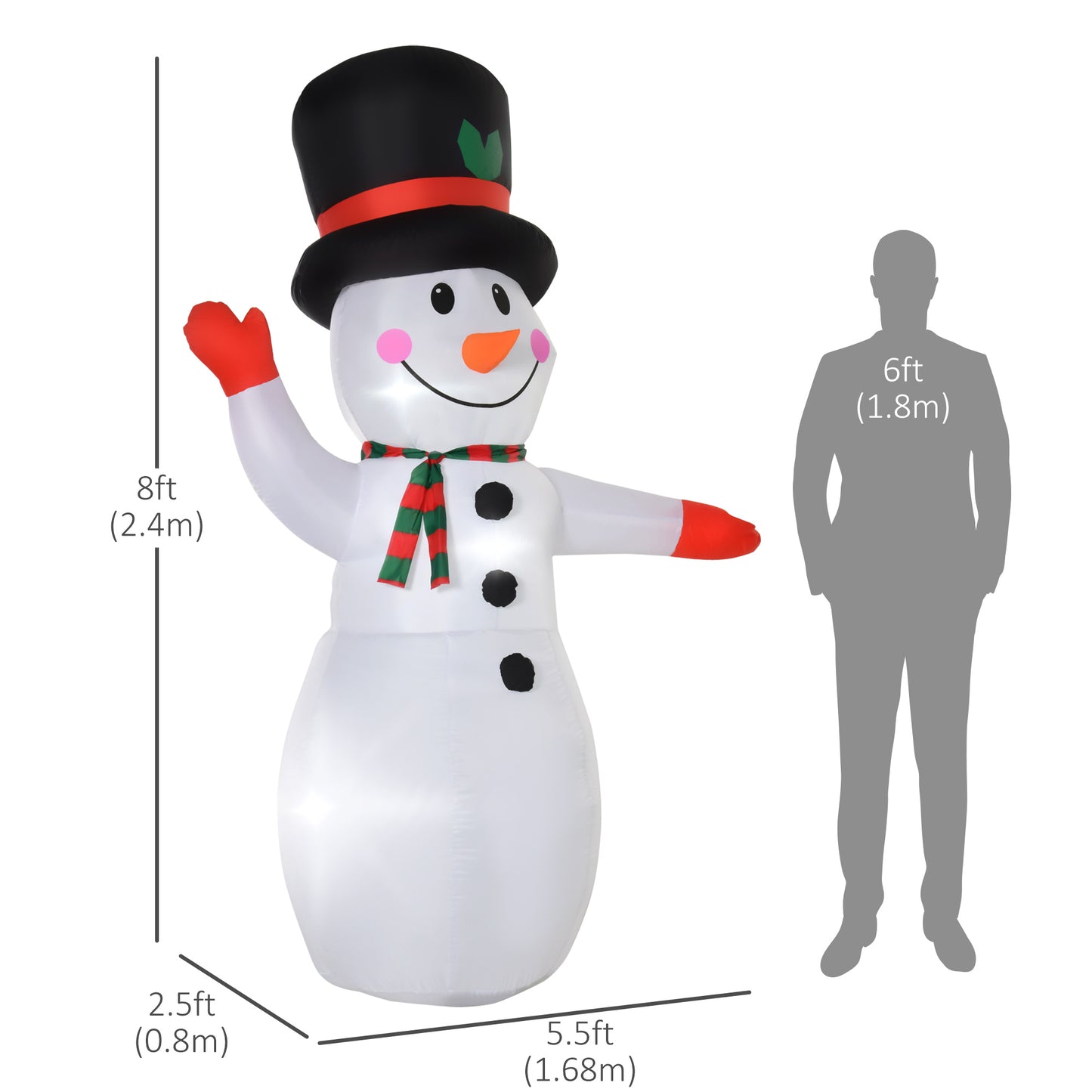 8 Ft Tall Outdoor Lighted Airblown Inflatable Christmas Lawn Decoration - Waving Snowman Christmas Inflatables   at Gallery Canada