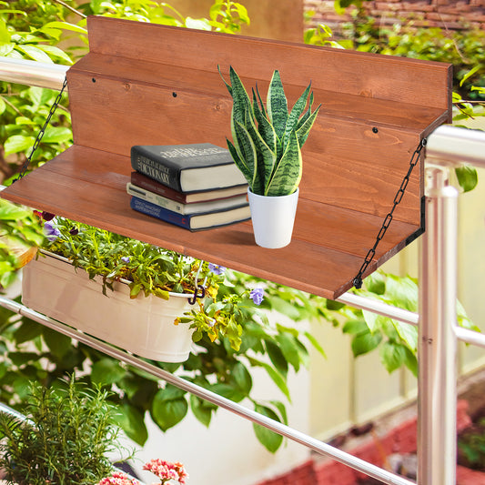 Railing Hanging Table, Folding Balcony Table, Spruce Foldable Desk with Width 39.4 inch for Patio and Garden, Orange Balcony Table Hanging Orange  at Gallery Canada