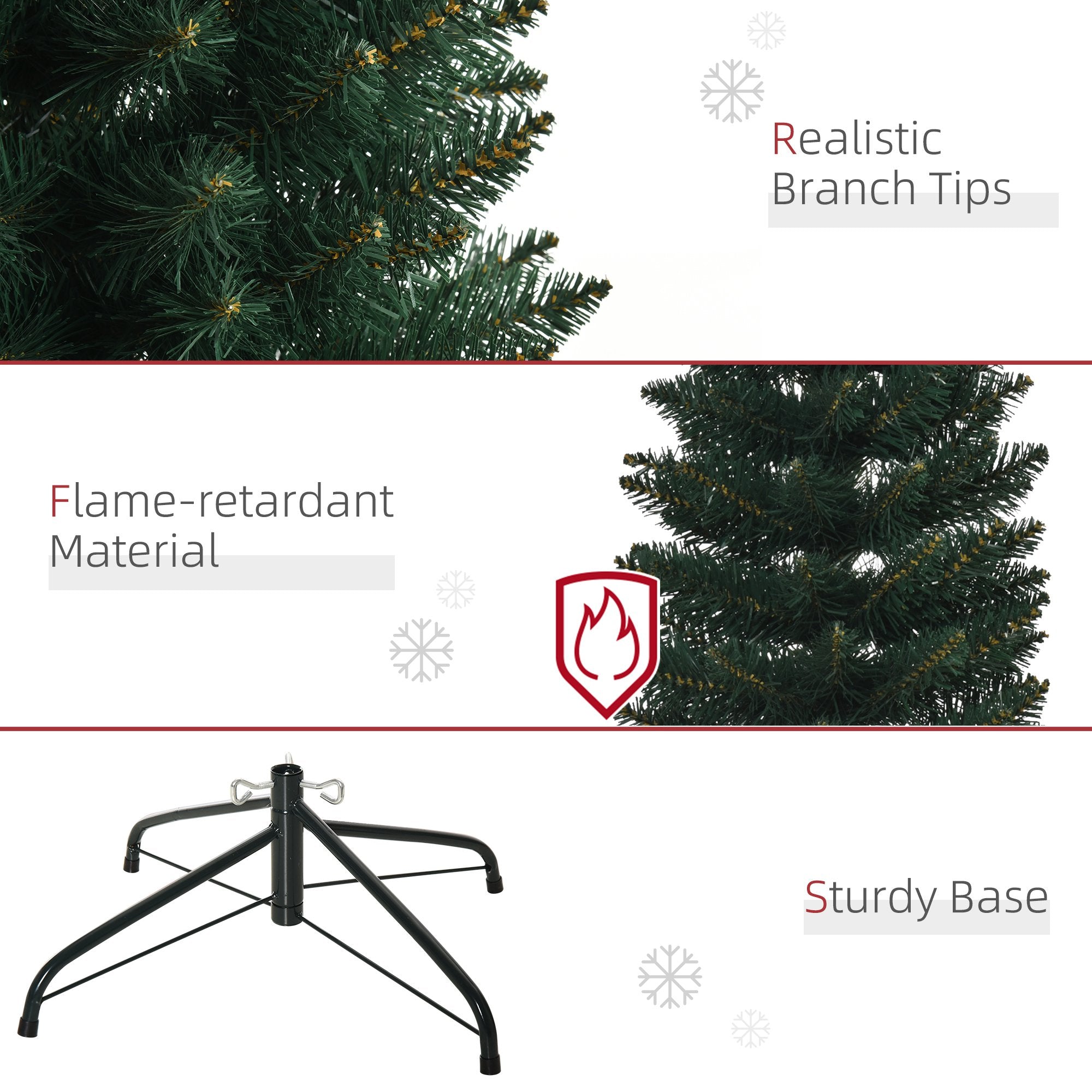 6FT Artificial Christmas Tree Xmas Pencil Tree Holiday Home Indoor Decoration with Foldable Black Stand for Party, Green Artificial Christmas Trees   at Gallery Canada