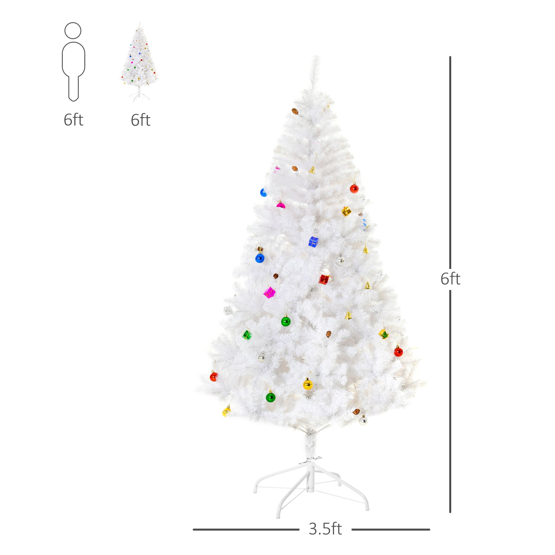 5.9ft Artificial Christmas Tree Xmas Holidays Décor with Ornament White White Christmas Trees   at Gallery Canada