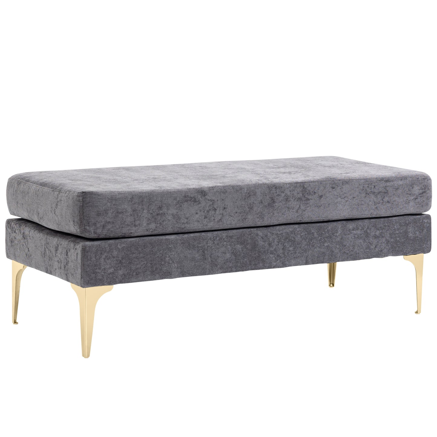 Upholstered Bench, 48" End of Bed Bench, Entryway Bench with Double Layer Seat Cushions and Steel Legs for Bedroom, Dark Grey Storage Ottomans & Benches Multi Colour  at Gallery Canada