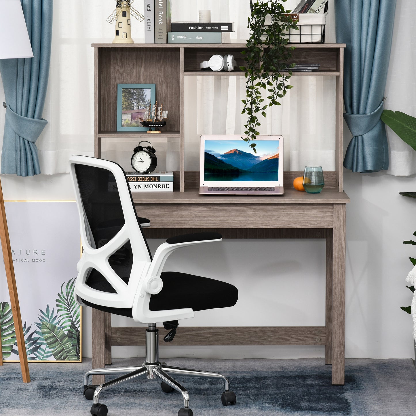 Computer Desk with Storage, Study Table with Bookshelves for Writing Work Bedroom Home Office Workstation, Brown Writing Desks   at Gallery Canada