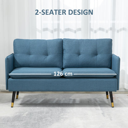 55" Loveseat Sofa for Bedroom, Modern Love Seats Furniture with Button Tufting, Upholstered Small Couch for Small Space, Dark Blue 2-Seater Sofas   at Gallery Canada