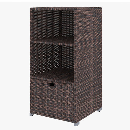 Rattan Wicker Outdoor Storage Cabinet with Shelf and Drawer, Mixed Brown Patio Storage Boxes Multi Colour  at Gallery Canada