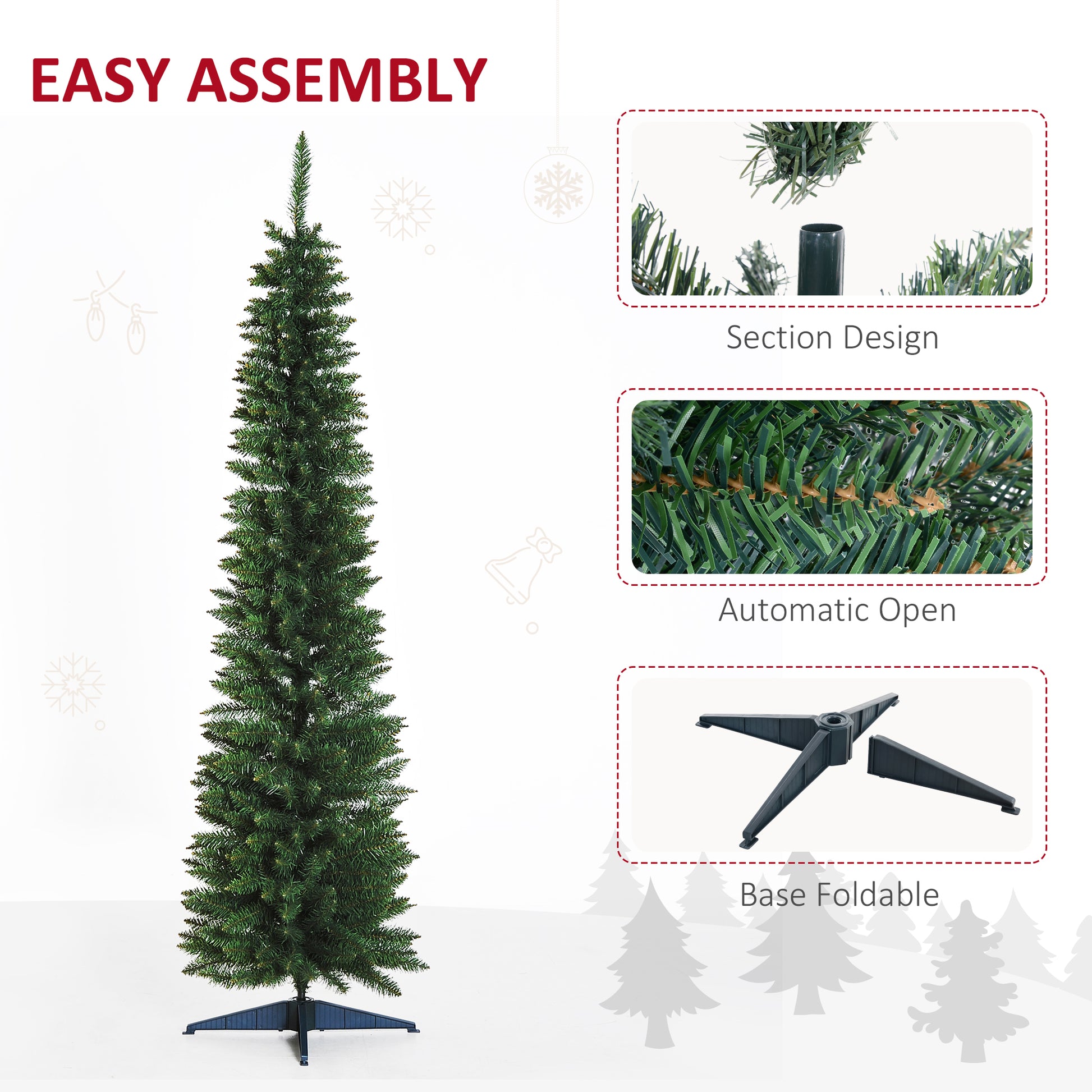 6’ PVC Unlit Slim Artificial Pencil Christmas Tree Holiday Décor Artificial Christmas Trees   at Gallery Canada