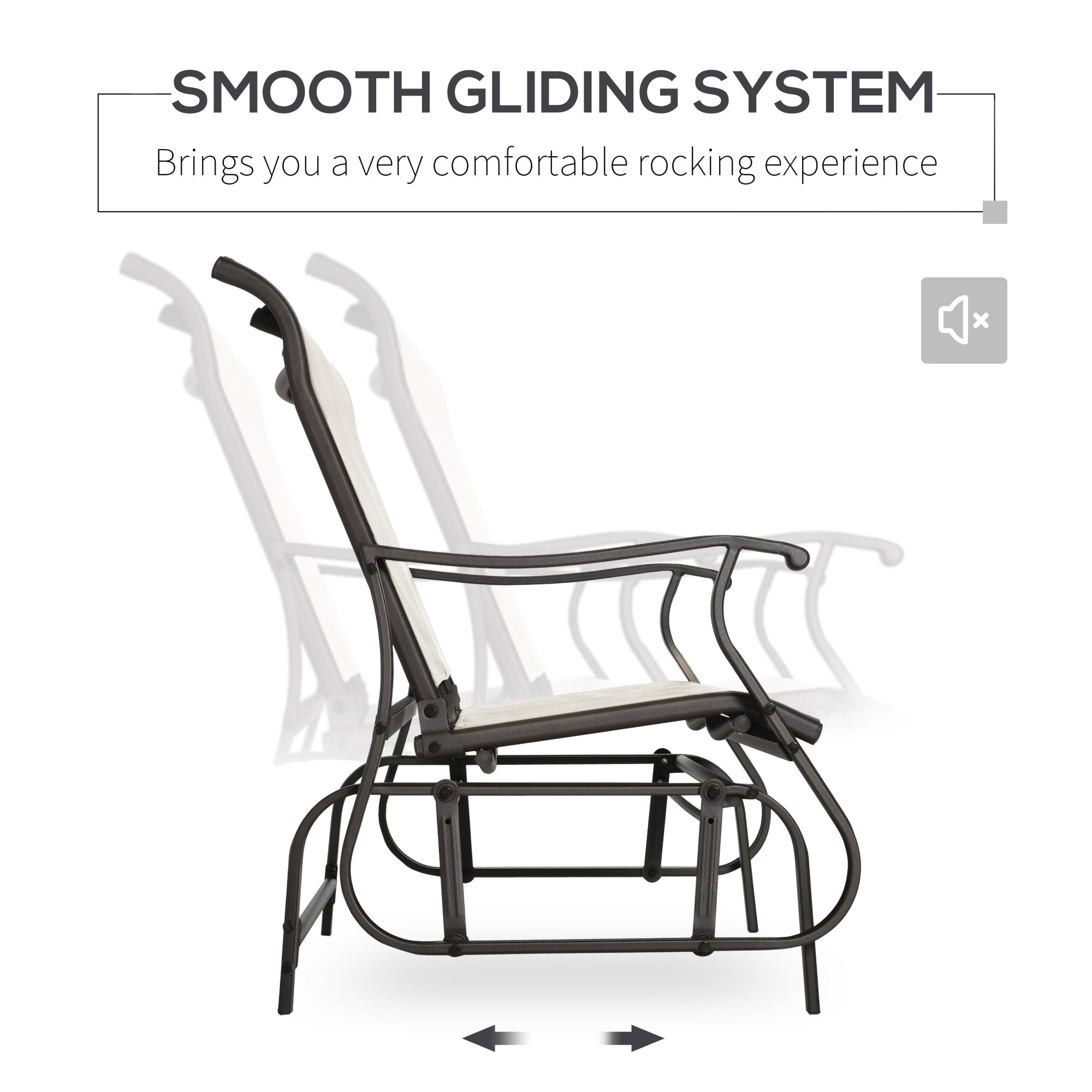 Garden Double Gliding Chair, Patio Glider Armchair for Outdoor, Backyard Mesh Seat and Backrest, Steel Frame Cream White Outdoor Gliders   at Gallery Canada