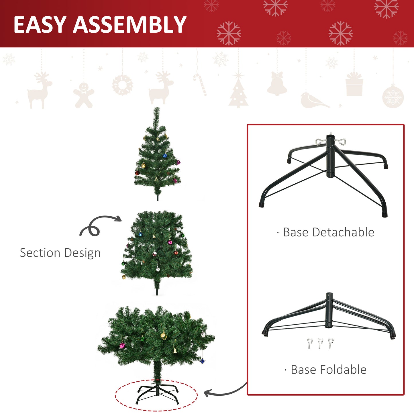 6ft Green Christmas Tree Artificial Xmas Holidays Party with Decoration Ornament Artificial Christmas Trees   at Gallery Canada