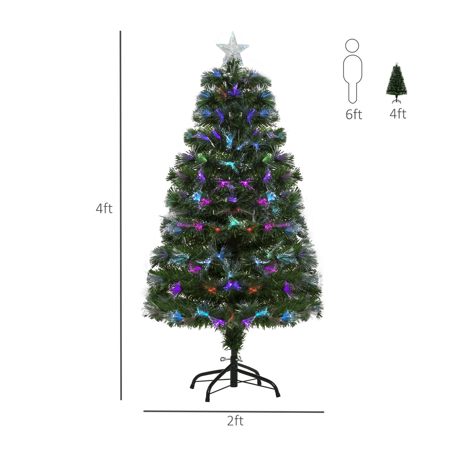 4ft Pre-Lit Optic Fiber Xmas Tree Artificial Spruce Tree Top Star Artificial Christmas Trees   at Gallery Canada