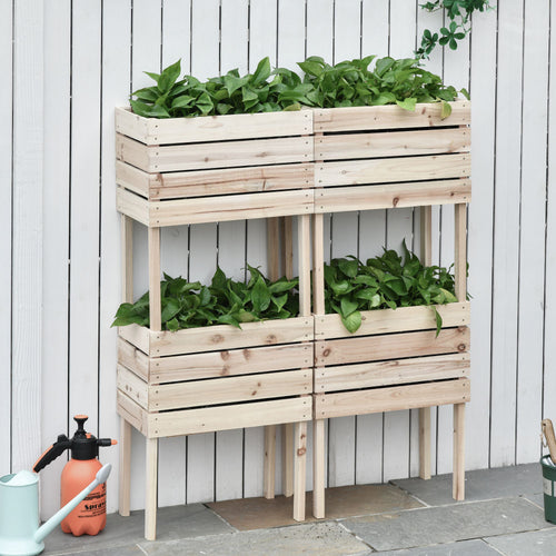 4PCS Wooden Raised Beds for Garden, DIY Shape Elevated Planter Box Kit with Bed Liner for Flowers Vegetables, Outdoor Indoor Planting Box Container