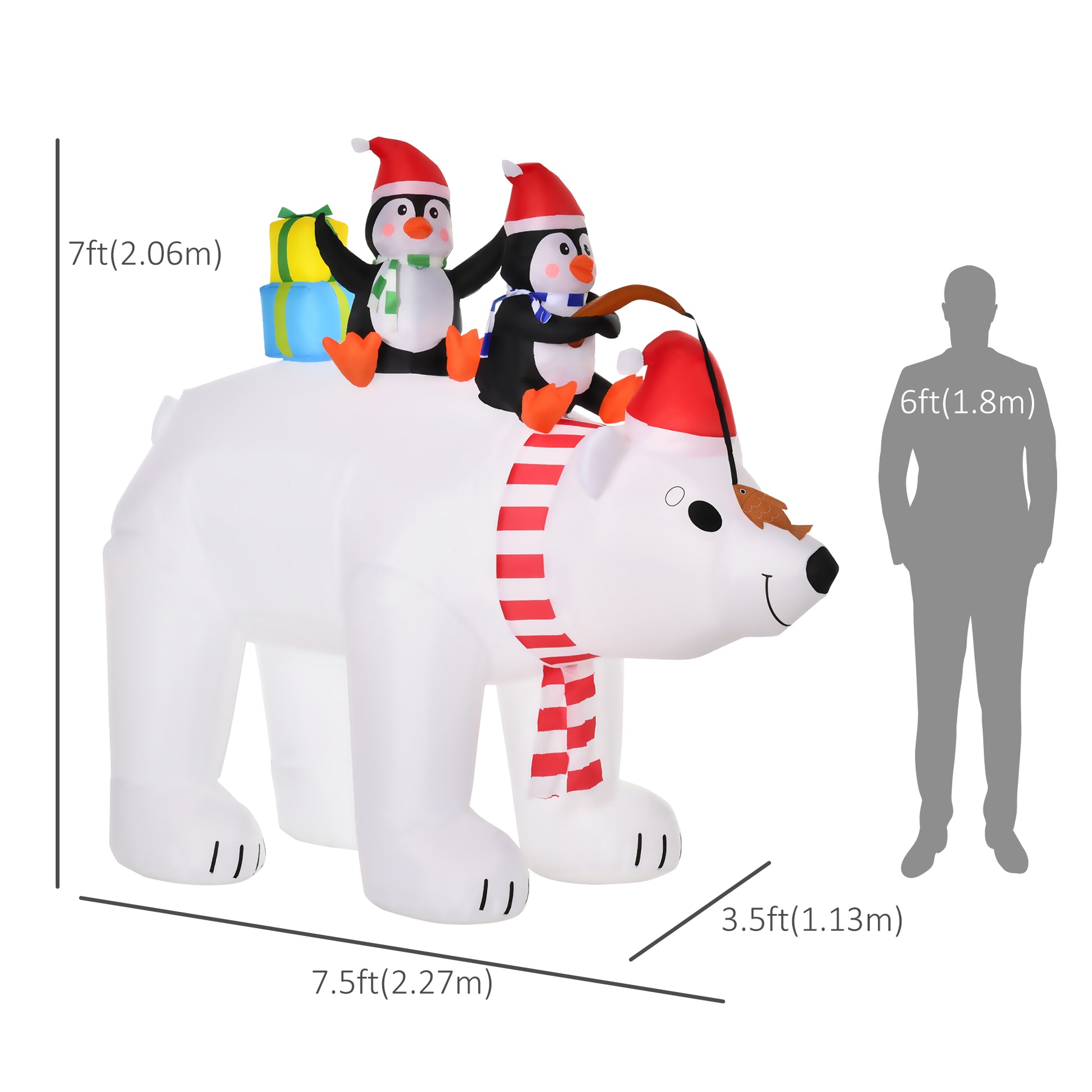 7ft Christmas Decoration with Polar Bear and Two Penguins Inflatable Santa Decor Easy Set-Up Blow UP Decoration for Holiday Yard Christmas Inflatables   at Gallery Canada