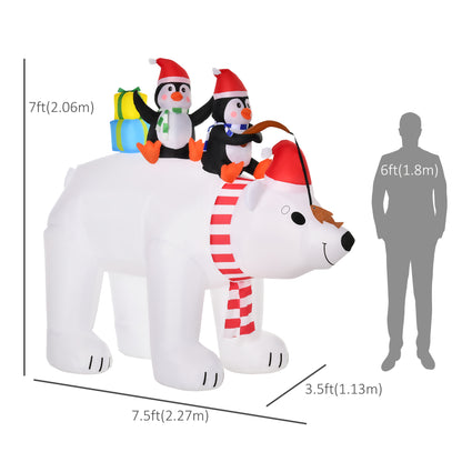 7ft Christmas Decoration with Polar Bear and Two Penguins Inflatable Santa Decor Easy Set-Up Blow UP Decoration for Holiday Yard Christmas Inflatables   at Gallery Canada