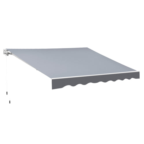 8' x 7' Retractable Awning, Patio Awnings, Sunshade Shelter with 280g/m² UV &; Water-Resistant Fabric and Aluminum Frame for Deck, Balcony, Yard, Grey