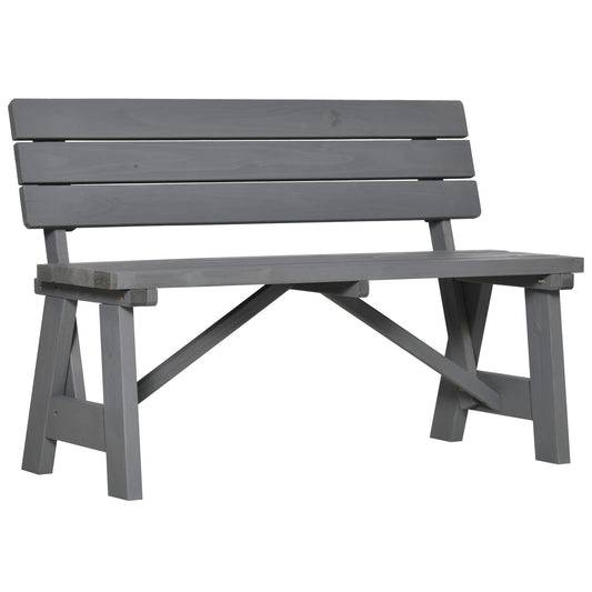 Wooden Garden Bench for Outdoor, 2-person Patio Bench, Loveseat Furniture for Lawn, Deck, Yard, Porch and Entryway, Grey - Gallery Canada