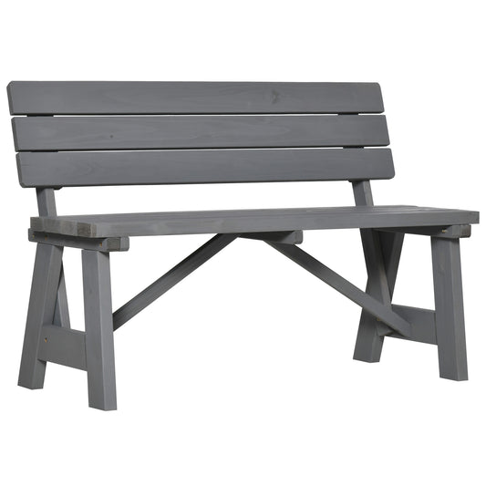 Wooden Garden Bench for Outdoor, 2-person Patio Bench, Loveseat Furniture for Lawn, Deck, Yard, Porch and Entryway, Grey Outdoor Benches Grey  at Gallery Canada