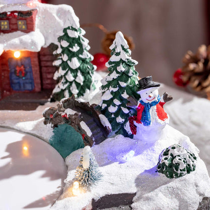Christmas Village, Santa and Deer Skating Pond Animated Winter Wonderland Set with Multicolored LED Light, Plug-In Christmas Decoration - Gallery Canada