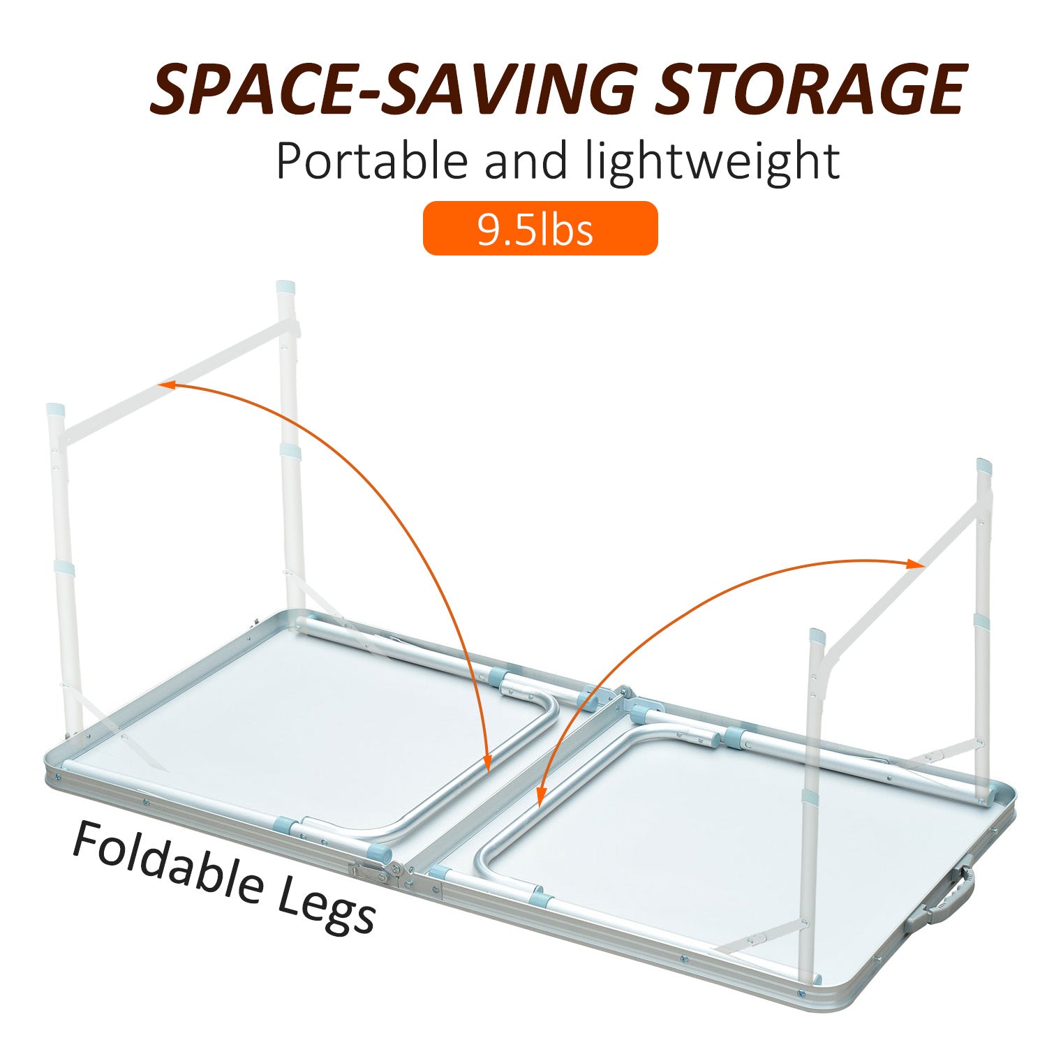 Adjustable Height 4ft Foldable Camping Table with Aluminum Frame and Handle, Silver Picnic Tables & Camping Chairs   at Gallery Canada