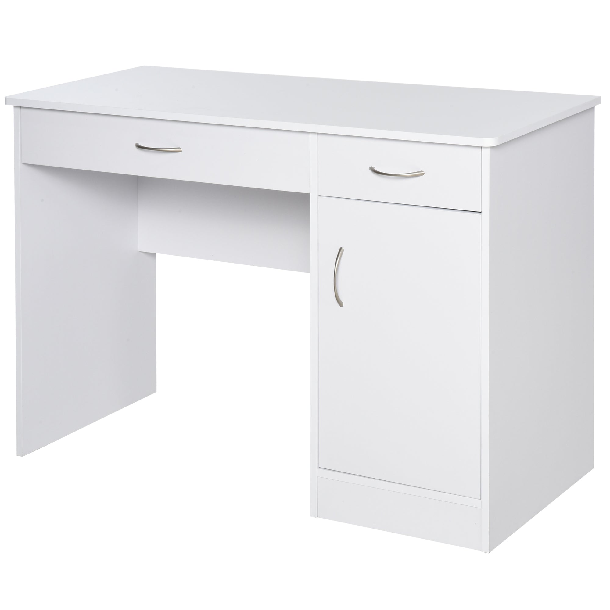 Computer Desk with Storage Drawers, Study Writing Table with Cabinet Adjustable Shelf for Home Office Workstation Bedroom, White Writing Desks White  at Gallery Canada